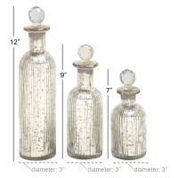Decmode Glass Stopper Bottle, Set of 3, Multi Color   556335054